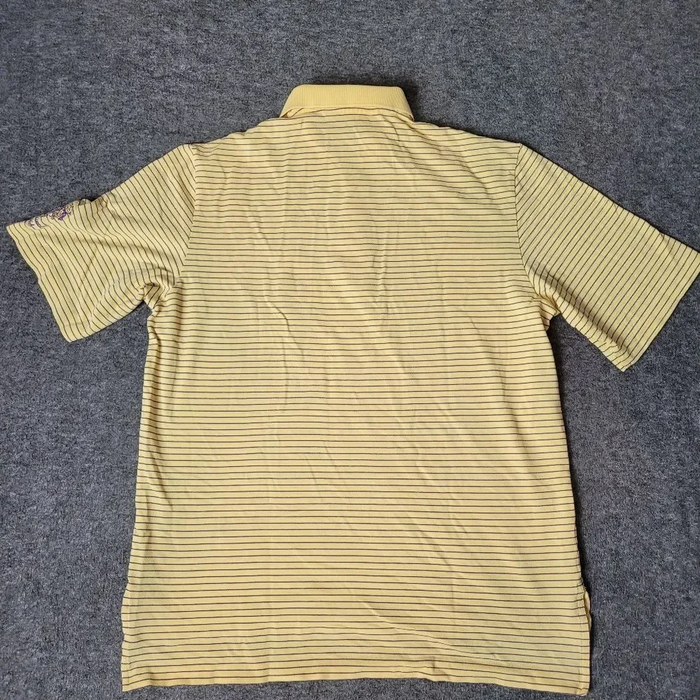 Polo Ralph Lauren Golf Shirt Men's Sz M Yellow Striped Trump National Golf Club